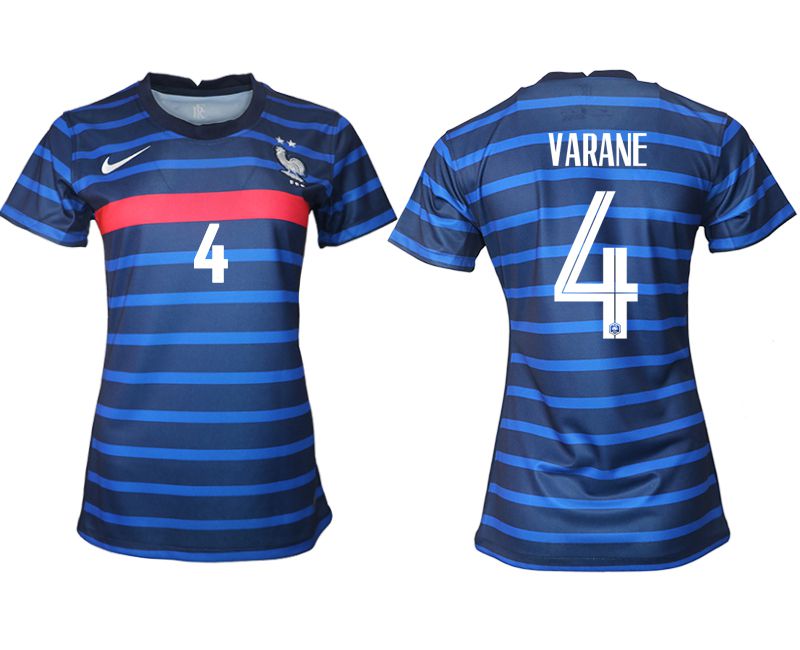 Women 2021-2022 France home aaa version blue #4 Soccer Jerseys->women soccer jersey->Women Jersey